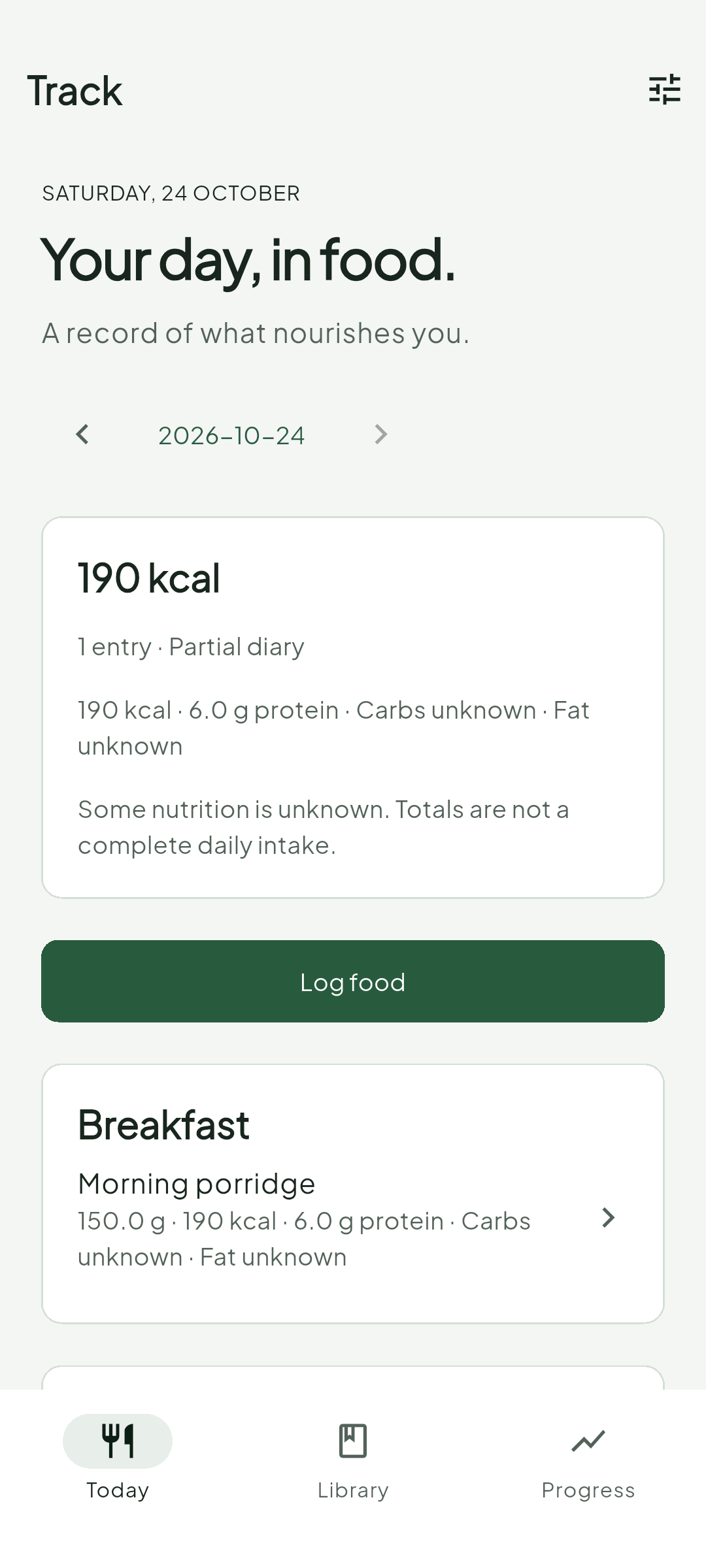 Track: Your day, in food
